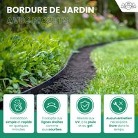 Lot Rouleau Bordure de Jardin Plastique Noir 10M + 30 Piquets Inclus 