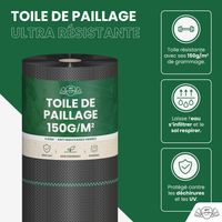 Lot Toile de Paillage 50M 150g/m² + 100 Sardines de Fixation