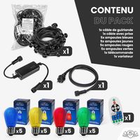 Guirlande Guinguette 10M Filament Multicolore LED 20 Bulbes Dimmables avec variateur et télécommande