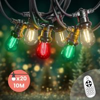 Guirlande de Noël Extérieure "Traditionnelle" IP65 – 10 m 20 Ampoules avec Variateur & Télécommande