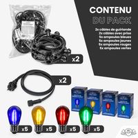 Guirlande Guinguette 20M Filament Multicolore LED 20 Bulbes