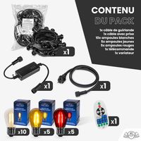 Guirlande de Noël Extérieure "Scandinave" IP65 – 10 m 20 Ampoules avec Variateur & Télécommande