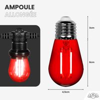 Lot de 10 Ampoules Guirlande Guinguette Led E27 rouge