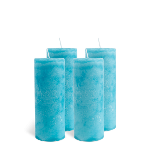 Pack de 4 Bougies Marbrées Turquoise 18x7cm