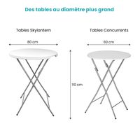 Lot Table Haute Pliante avec Nappe Extensible Blanche 110x80