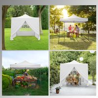 Tonnelle Pliante 3x3m imperméable 320 g/m2 Blanche + 4 parois 