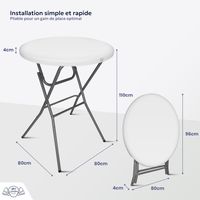 Lot de 5 Tables Hautes Mange Debout Pliante 110x80 cm