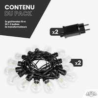 Guirlande Guinguette IP65 LED 30M 30 Bulbes Filament Allongé  Dimmables Avec Télécommande