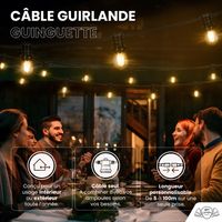 Guirlande Guinguette Noire IP65 5M 10 Douilles pour Ampoules E27