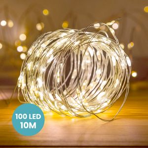 Guirlande Micro LED 10M Argent 100 LEDs Blanc Chaud