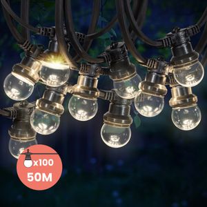 Kit Guirlande Guinguette IP65 50M 100 Bulbes Transparents Dimmables