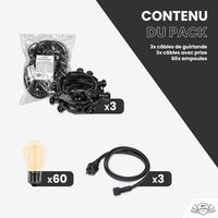 Guirlande Guinguette 30M Filament LED Ambrée 60 Bulbes