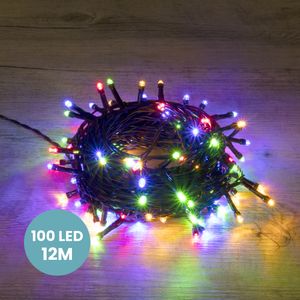 Guirlande de Noël 12m Câble Noir 100 Leds Multicolore