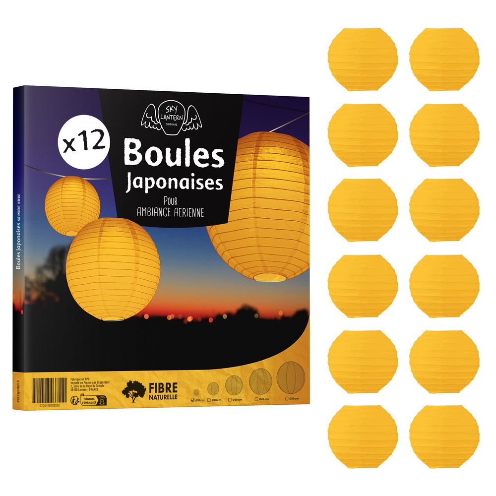 Lot de 12 Boules Japonaises Orange 10 cm