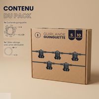 Guirlande Guinguette Noire IP65 5M 10 Douilles pour Ampoules E27