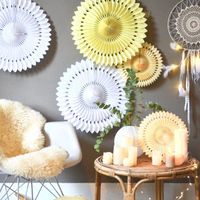Lot de 8 rosaces papier 50 cm Blanc