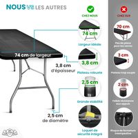 Table Pliante 180x74 cm Noire Effet Rotin